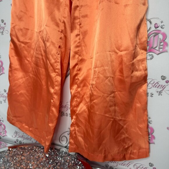 La senza pants silky satiny orange shimmer pockets waist tie up vintage y2k 2000 - Picture 8 of 11